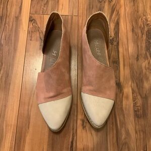Women's Two-Tone Suede and Leather Flats